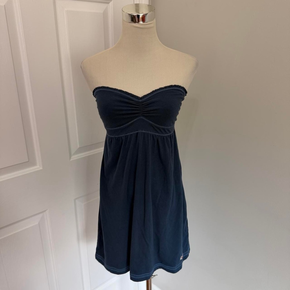 Y2K NAVY HOLLISTER CO. STRAPLESS BABY DOLL MINI DRESS